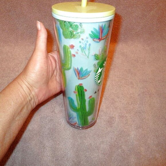 NEW Starbucks ARIZONA Cold Cup TUMBLER Venti 24 oz CACTUS Desert LID STRAW 2021 - Picture 3 of 8